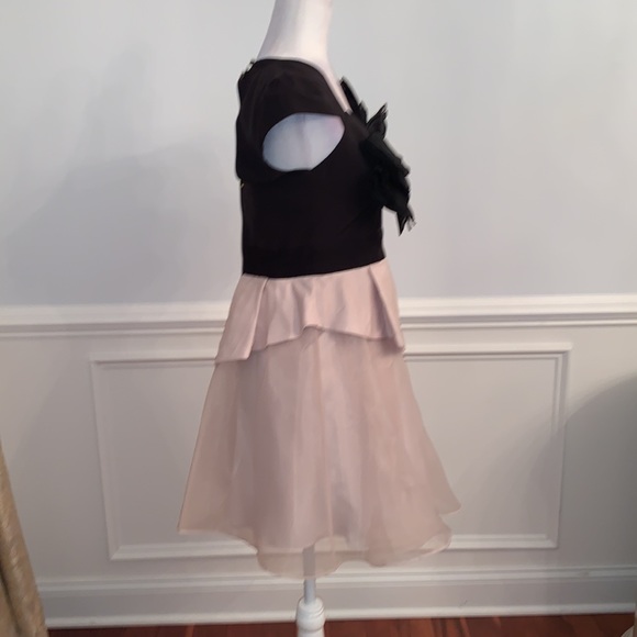 Karen Millen Organza Black & Champagne Dress Size 4 - Picture 2 of 5